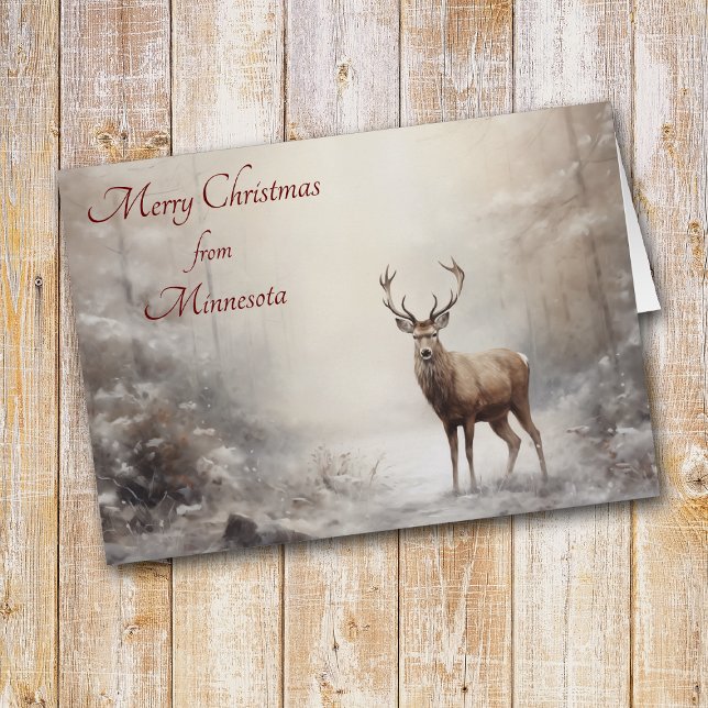 Cartão Forest Deer Christmas em Minnesota Card (Criador carregado)