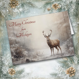 Cartão Forest Deer Christmas no Michigan Card