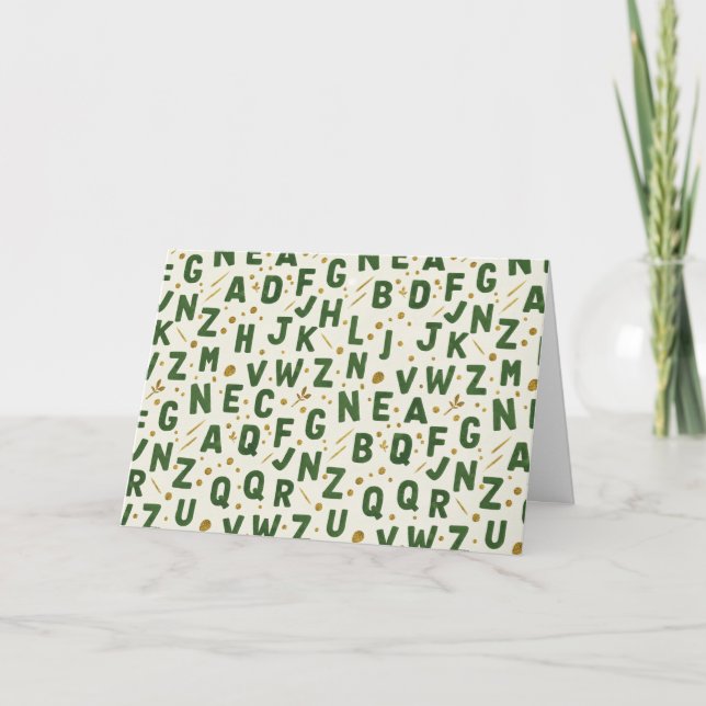 Cartão Forest Grove Dark Green Artisan Alphabet (Frente)