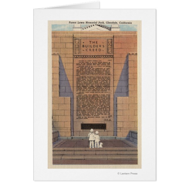 Cartão Forest Lawn Memorial Park, Creed do Construtor (Frente)