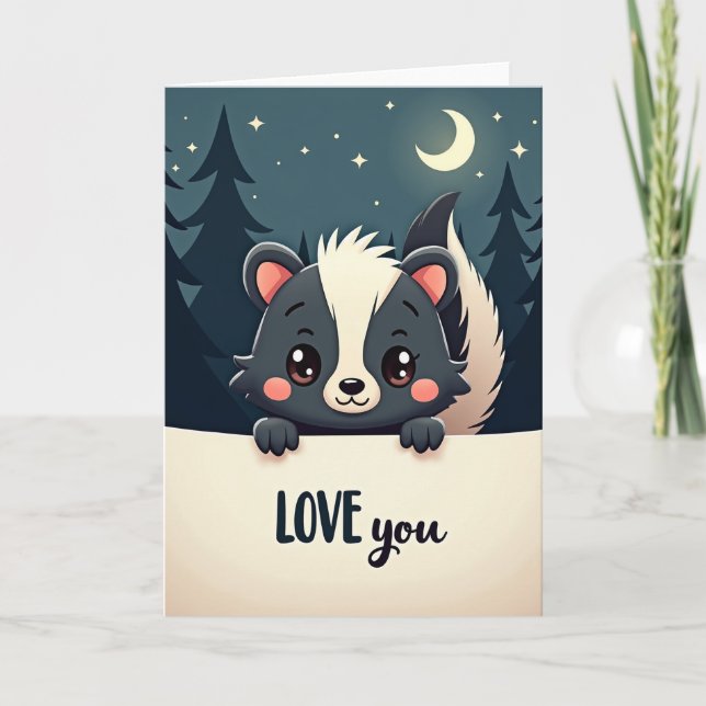 Cartão Forest Skunk Love You Moon Card (Frente)