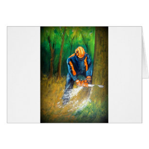 Cartão Forester do cirurgião arborista em árvore