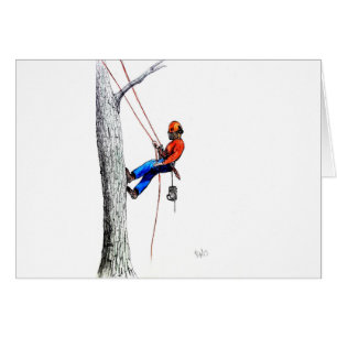 Cartão Forester do cirurgião arborista em árvore