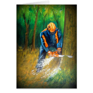 Cartão Forester do cirurgião arborista em árvore