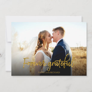 Cartão Forever Grateful Gold Foil Casamento Obrigado Foto