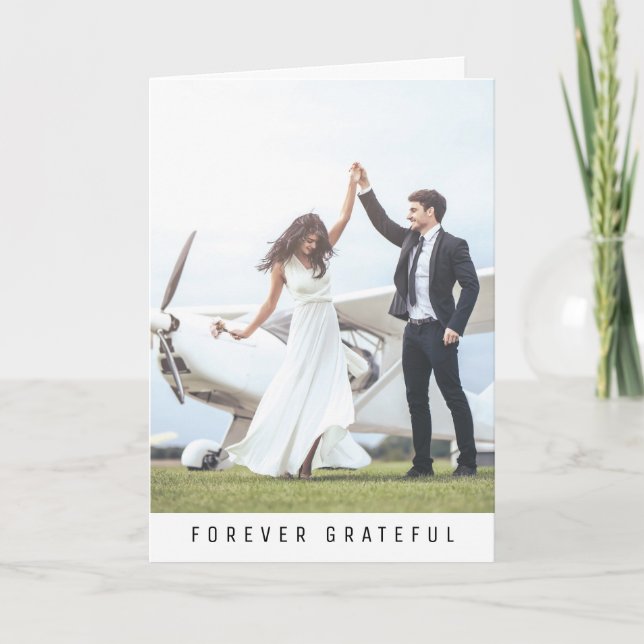 Cartão Forever Grateful Simple 2 Fotografia Casamento Obr (Frente)