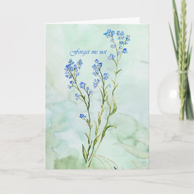 Cartão Forget me not Custom Watercolor Garden Flower (Frente)