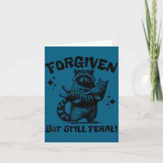 Cartão Forgiven But Still Feral Raccoon Scripture Design