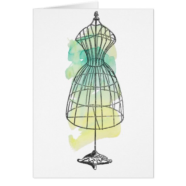 Cartão Forma de Vestido em Aquarela (Frente)