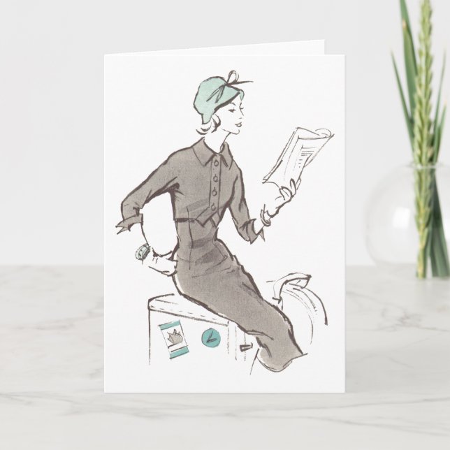 Cartão forma dos anos 50 - cumprimento ou Notecard (Frente)