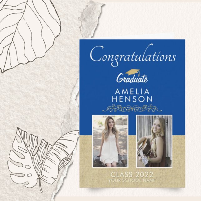 Cartão Formando 2 da Formatação de Fotos Rustic Dourada B (Criador carregado)