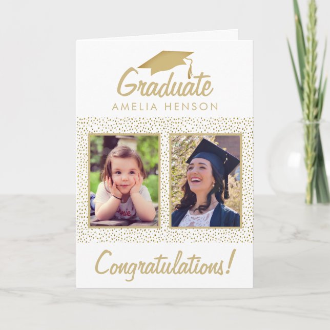 Cartão Formando 2 dos Parabéns com brilho Dourado (Frente)