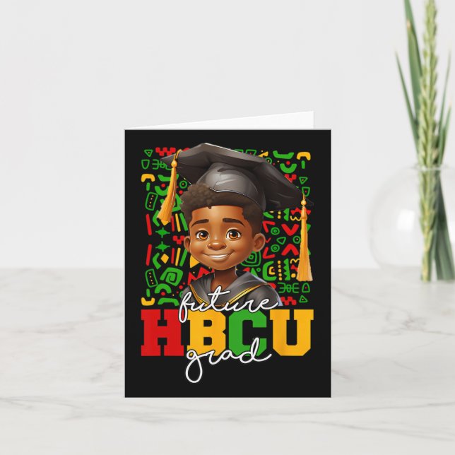 Cartão Formandos Afro Black Boy Futuro Formando Hbcu (Frente)