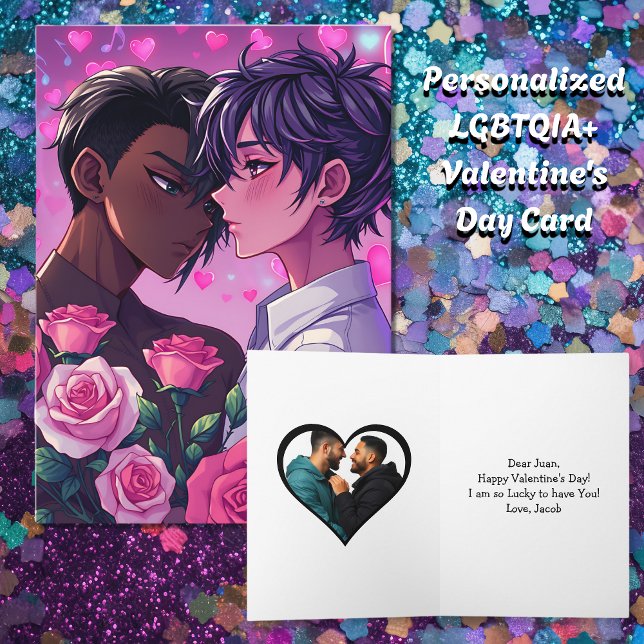 Cartão Fôrmas LGBT+ de Anime Personalizadas para o Dia do (Criador carregado)