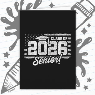 Cartão Formatura da Turma de 2026 Bandeira Americana Seni
