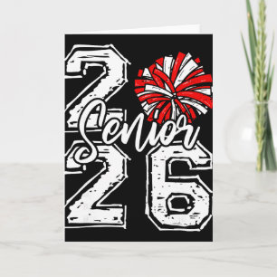 Cartão Formatura De 2026 Cheer Veterano 2026 Pom Pom Verm