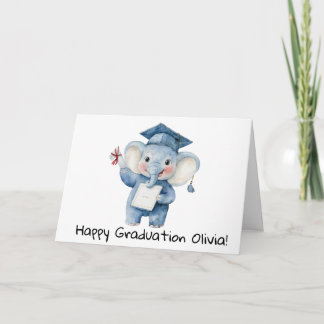 Cartão Formatura de Elefante Fofo Personalizado