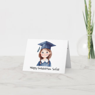 Cartão Formatura de Meninas Personalizadas (Cabelo Castan