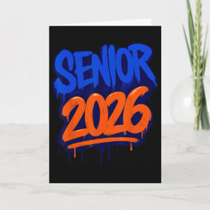 Cartão Formatura Engraçada Senior 2026 Laranja e Azul Dri