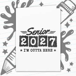 Cartão Formatura Outta Here Retro Turma de 2027