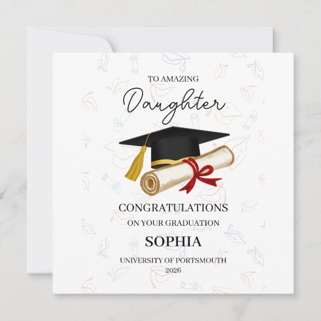 Cartão Formatura Personalizada da Filha (Frente)