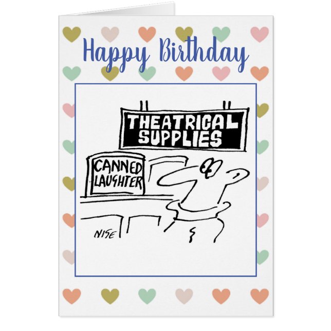 Cartão Fornecedor Teatral tem Tins de Risos Enlatados (Frente)
