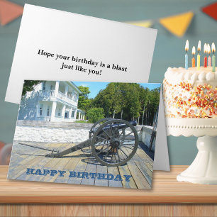 Cartão Fort Mackinac Canhão no Aniversário da Ilha Mackin