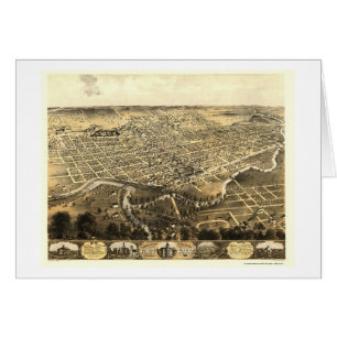 Cartão Fort Wayne, no mapa panorâmico - 1868