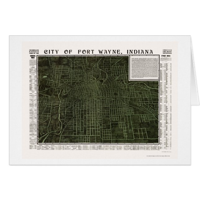 Cartão Fort Wayne, no mapa panorâmico - 1907 (Frente Horizontal)