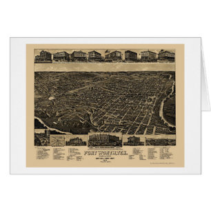 Cartão Fort Worth, mapa panorâmico de TX - 1886