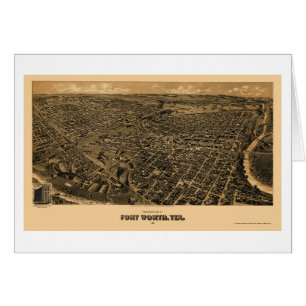 Cartão Fort Worth, mapa panorâmico de TX - 1891