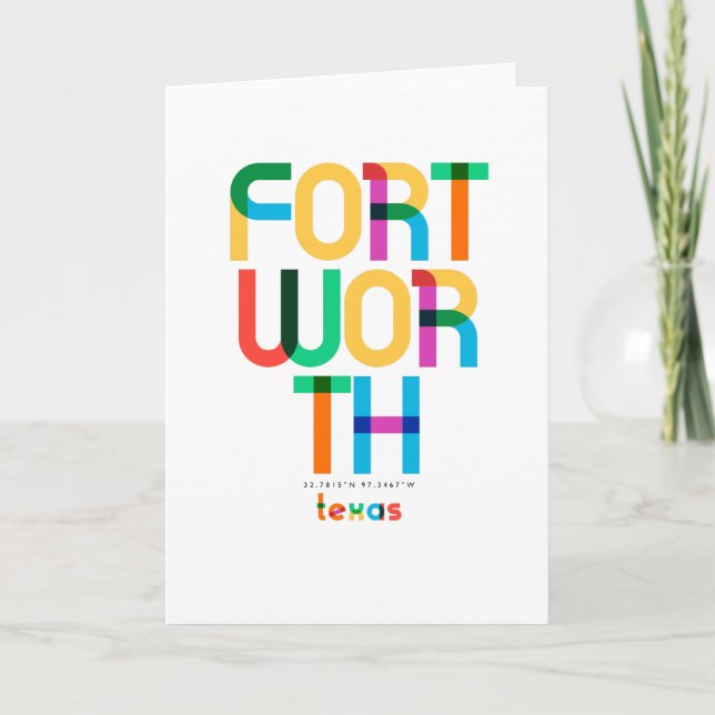 Cartão Fort Worth Texas Meio século, Pop Art, (Frente)