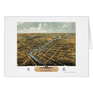 Cartão Forte Atkinson, mapa panorâmico dos WI - 1870