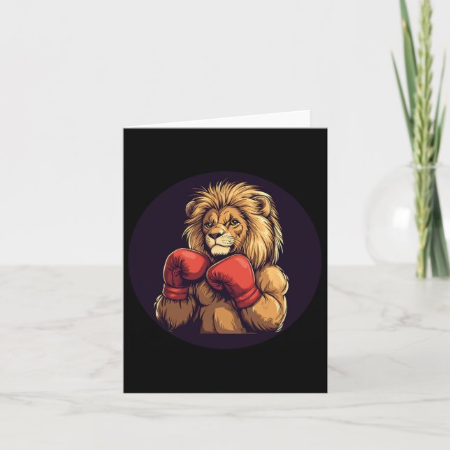 Cartão Forte Leão Com Roupa De Mitos De Boxing Para Menin (Frente)