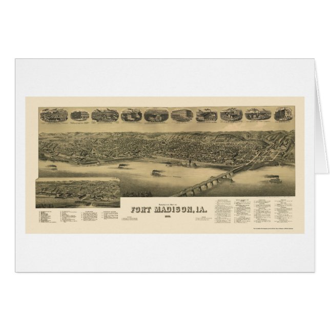 Cartão Forte Madison, mapa panorâmico de IA - 1888 (Frente Horizontal)