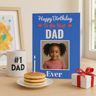 Cartão Foto Azul Ousada de Aniversário para o Papai da Cr