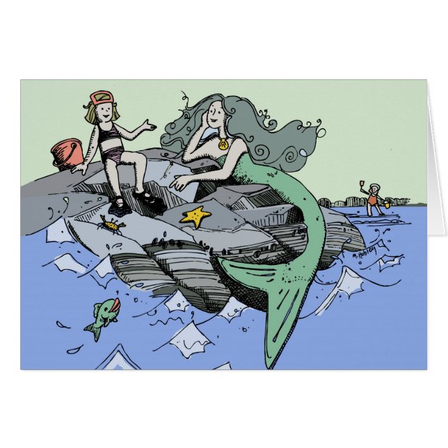 Cartão Foto bonitinha da Sereia de Arte Infantil (Frente Horizontal)