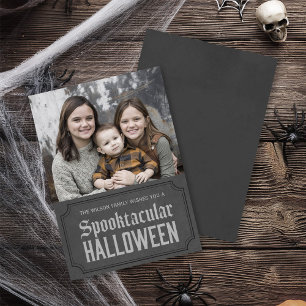 Cartão Foto cinzenta escura de Spooktacular o Dia das