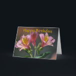 Cartão Foto cor-de-rosa do feliz aniversario do lírio do<br><div class="desc">Desejar-lhe um aniversário muito abençoado encheu-se com a alegria e os sonhos esses todos vêm verdadeiro.</div>