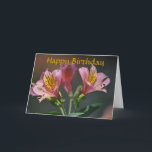 Cartão Foto cor-de-rosa do feliz aniversario do lírio do<br><div class="desc">Desejar-lhe um aniversário muito abençoado encheu-se com a alegria e os sonhos esses todos vêm verdadeiro.</div>