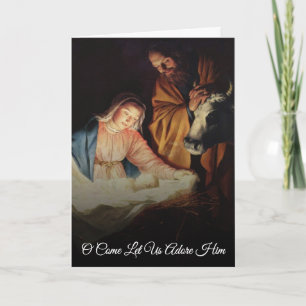 Cartão Foto da Família Cena de Natal Religioso Natal