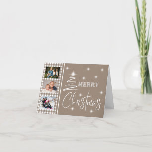 Cartão Foto da família de árvores de Natal simples da xad