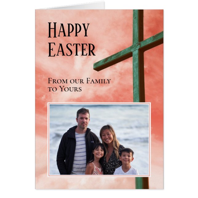 Cartão Foto da família de felzs pascoa (Frente)