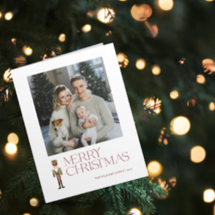 Cartão Foto da Família Feliz de Natal do Moderno Nutcrack