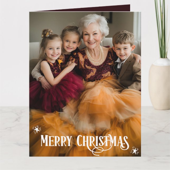 Cartão Foto da família Feliz Natal (Frente)