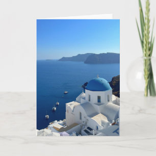 Cartão Foto da Igreja Grécia Azul Domingos Santorini