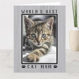 Cartão Foto da Melhor Mãe de Gato do Mundo Rústico Feliz