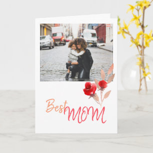Cartão Foto da Melhor Mãe Moderna em Aquarela Rosa
