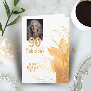 Cartão Foto de 90 anos de idade 90 e Fabulosa com Folhage