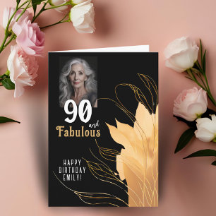 Cartão Foto de 90 anos de idade 90 e Fabuloso Folhagem Do